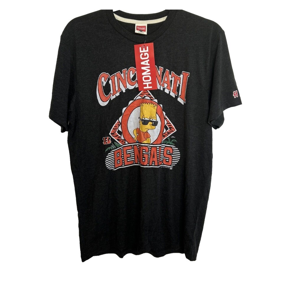 HOMAGE Cincinnati Bengals Bart Simpson NFL Football Graphic T-Shirt Adult M